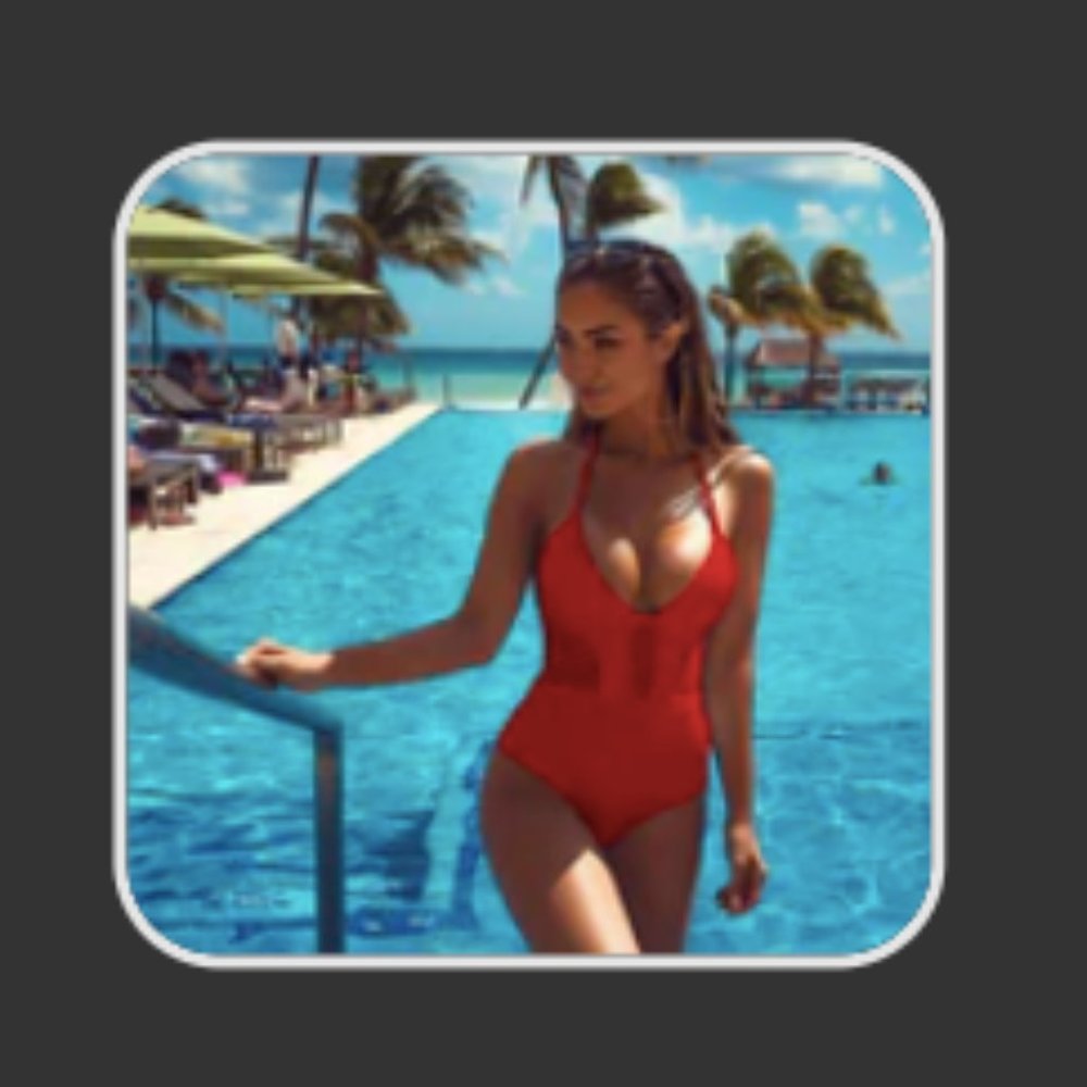 One piece red bathing suit